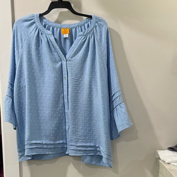 Ruby Rd. Light Blue Textured Blouse - Picture 1 of 1